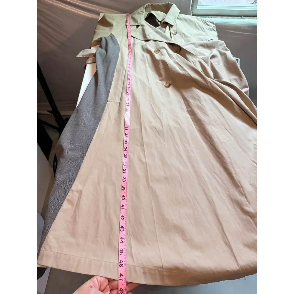 FRAY I.D Double Breasted Trench Coat Oversized Mix Pattern Japanese Minimalism S - Picture 14 of 16
